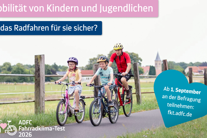 Start des ADFC Fahrklimatest am 1. Sept. 2026 Start des ADFC Fahrklimatest am 1. Sept. 2026