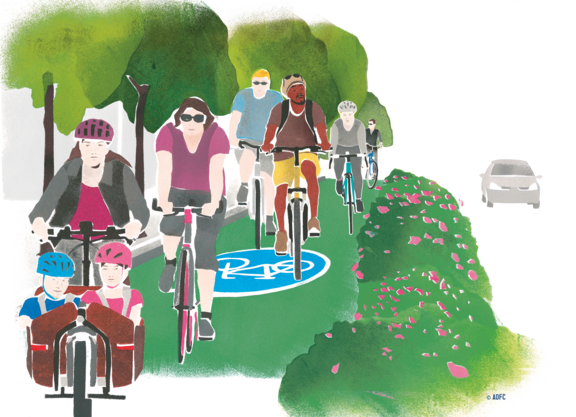 Illustration geschützer Radfahrstreifen Illustration geschützer Radfahrstreifen