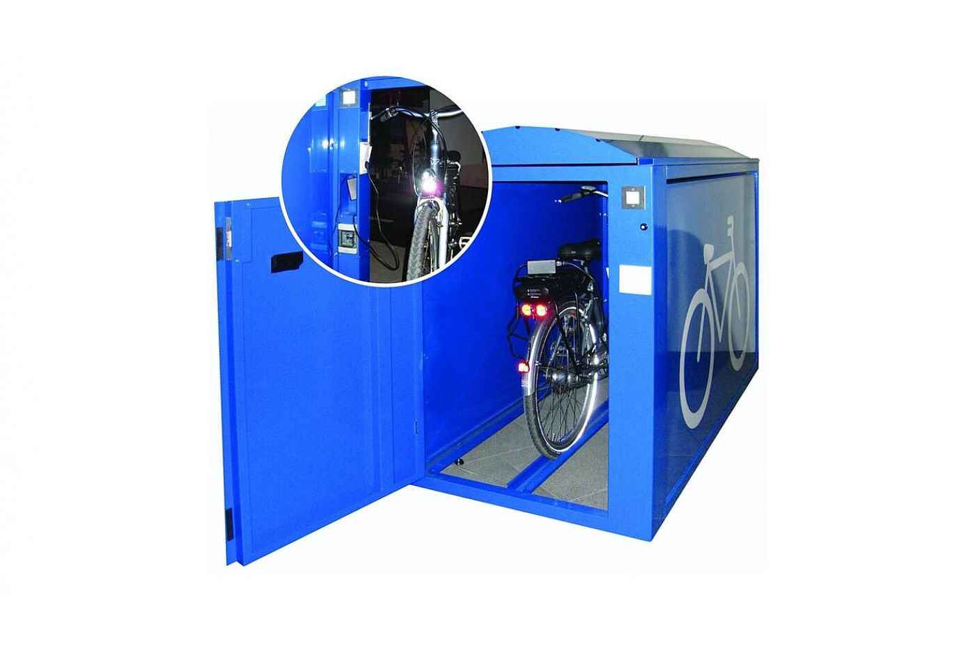 Aretus Fahrradbox mit Energiesäule Aretus Fahrradbox mit Energiesäule